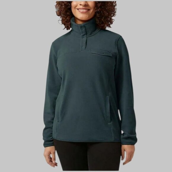 32 Degrees Heat Sweaters - 32 Degrees Heat Womens 1/4 Snap Fleece Pullover Sweater Woodland Grey Xsmall